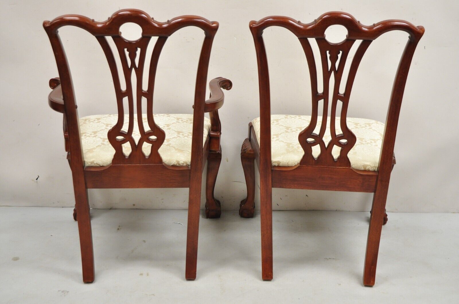 Chippendale Style Carved Mahogany Ball and Claw Dining Room Chairs - Set of 8