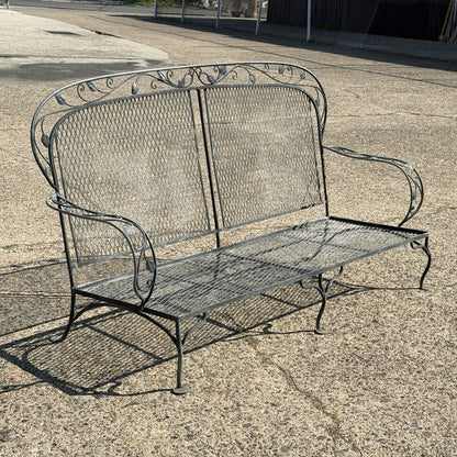Vintage Salterini Art Nouveau Wrought Iron Garden Patio Sofa Chair Set - 3 Pcs