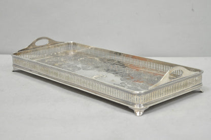 Antique Wilcox Victorian Engraved Narrow Silver Plated Trinket Dish "B" Monogram