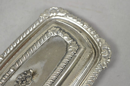 Vintage Victorian Silver Plated Repousse Covered Butter Dish w/ Glass Liner