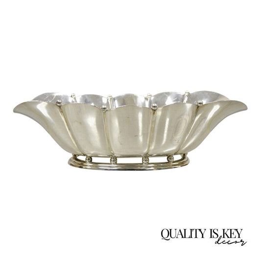 Vintage Reed & Barton Silver Plated Scalloped Fluted Large Fruit Bowl Dish