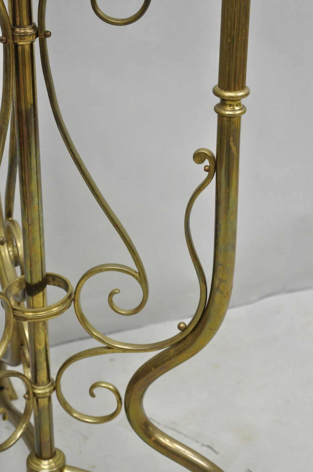 Antique Italian Renaissance Brass Figural Dragon Head Pedestal Table Plant Stand