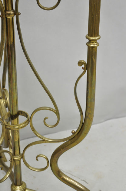 Antique Italian Renaissance Brass Figural Dragon Head Pedestal Table Plant Stand