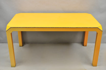 Vintage Hollywood Regency Orange Vinyl Laminate Parsons Style Dining Table Desk