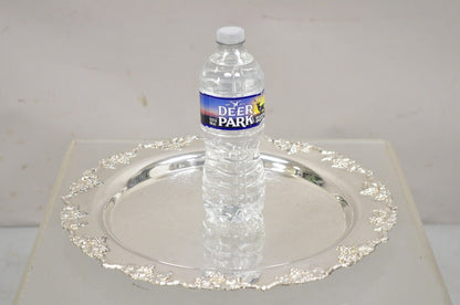 Antique English Victorian Silver Plated Grapevine Round Serving Platter Tray
