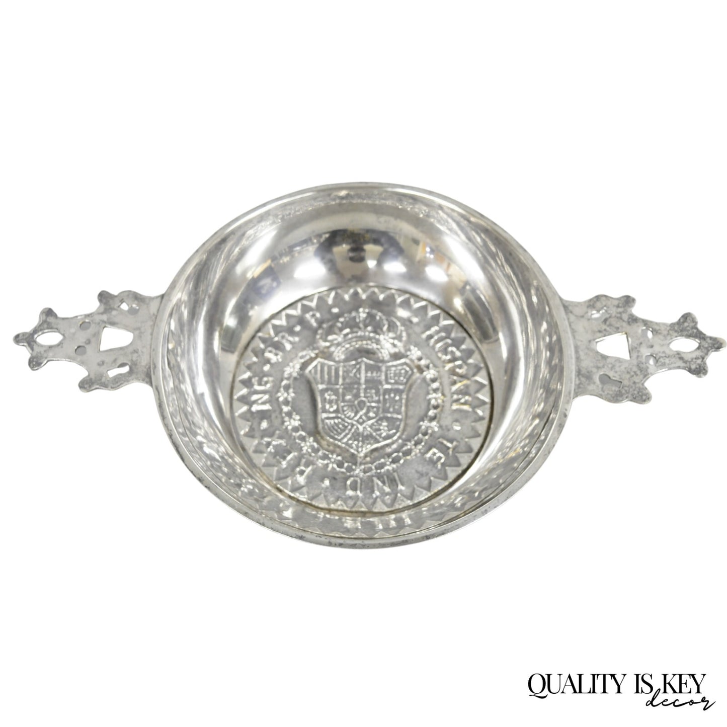 Vintage Spanish Renaissance Silver Plated Coat of Arms Communion Cup Bowl