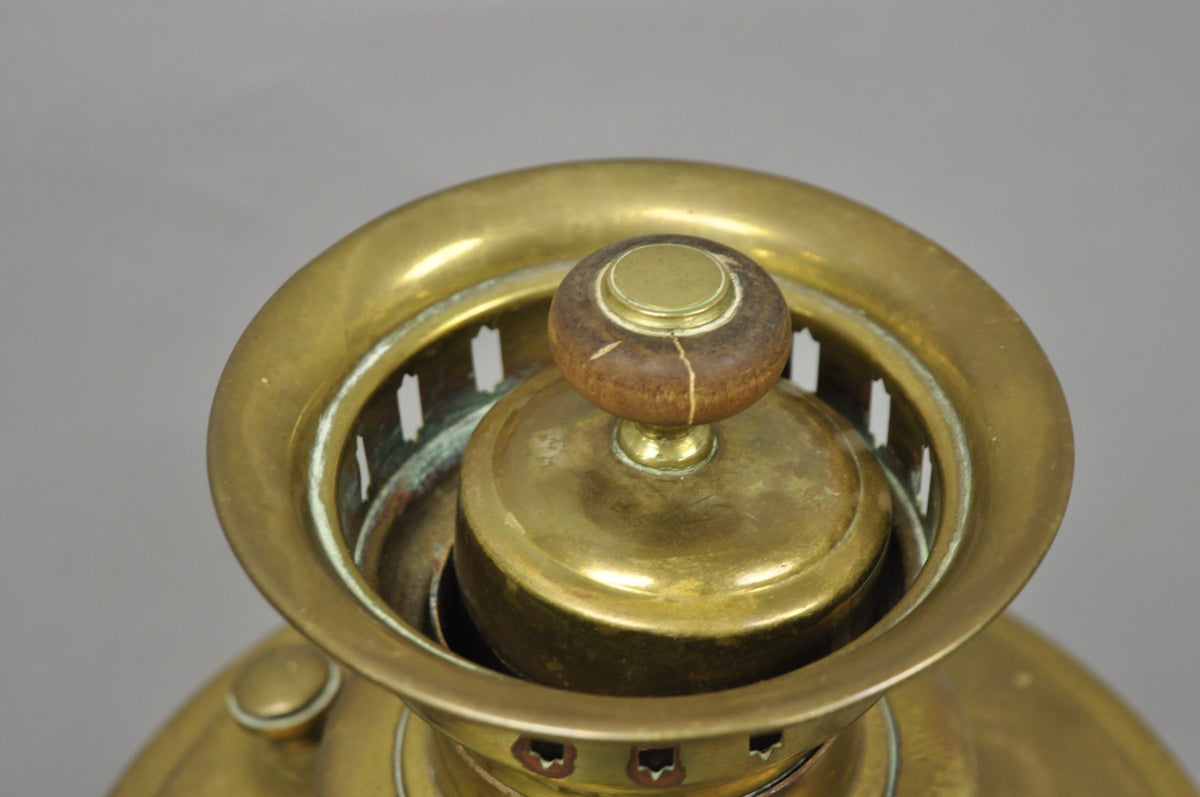 Antique Tula Russian Victorian Brass Samovar Set with Large Basin - 2 Pc Set