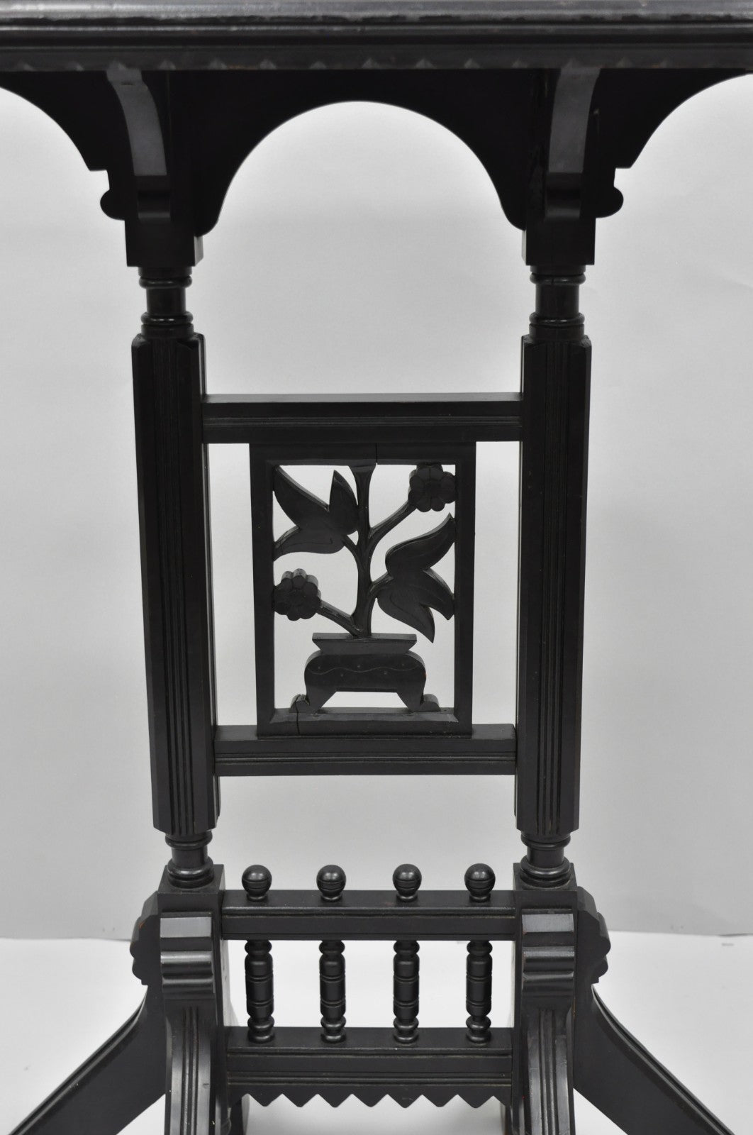 Antique Victorian Aesthetic Movement Black Ebonized 34" Plant Stand Side Table