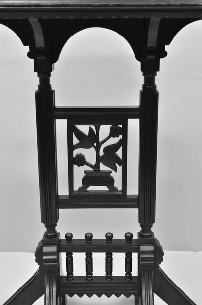 Antique Victorian Aesthetic Movement Black Ebonized 34" Plant Stand Side Table