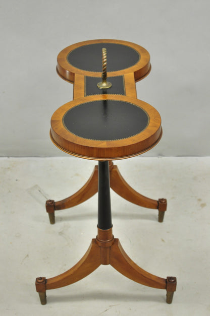 Vintage Weiman Heiroom French Empire Regency Style Black Leather Top Side Table