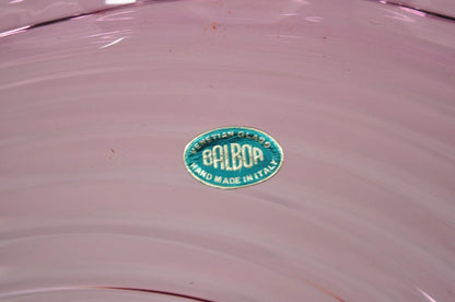 MCM Fratelli Toso Balboa Italian Blown Glass Pink Swirl Gold Flecks Fruit Bowl