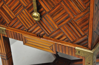 Furniture Classics Ltd Chinese Teak & Bamboo Campaign Chest Side Table on Stand