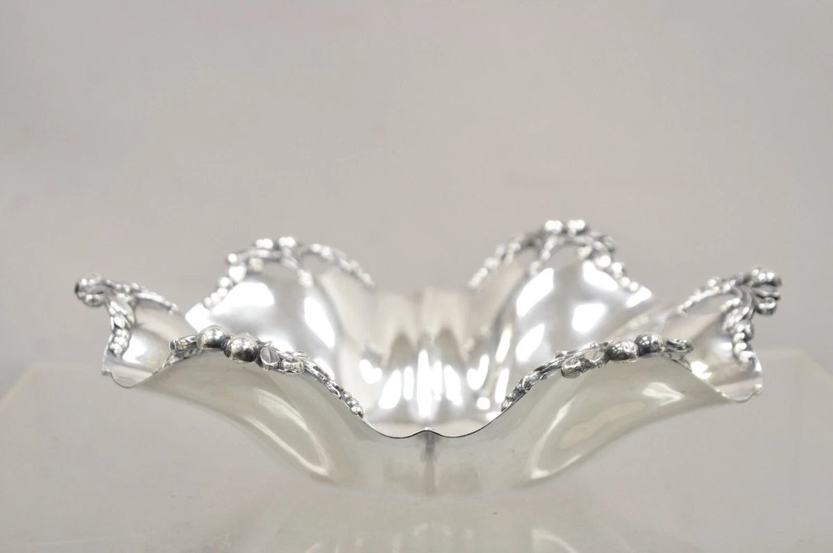 Vintage Victorian Silver Plated Handkerchief Candy Dish Fruit Bowl Berry Design