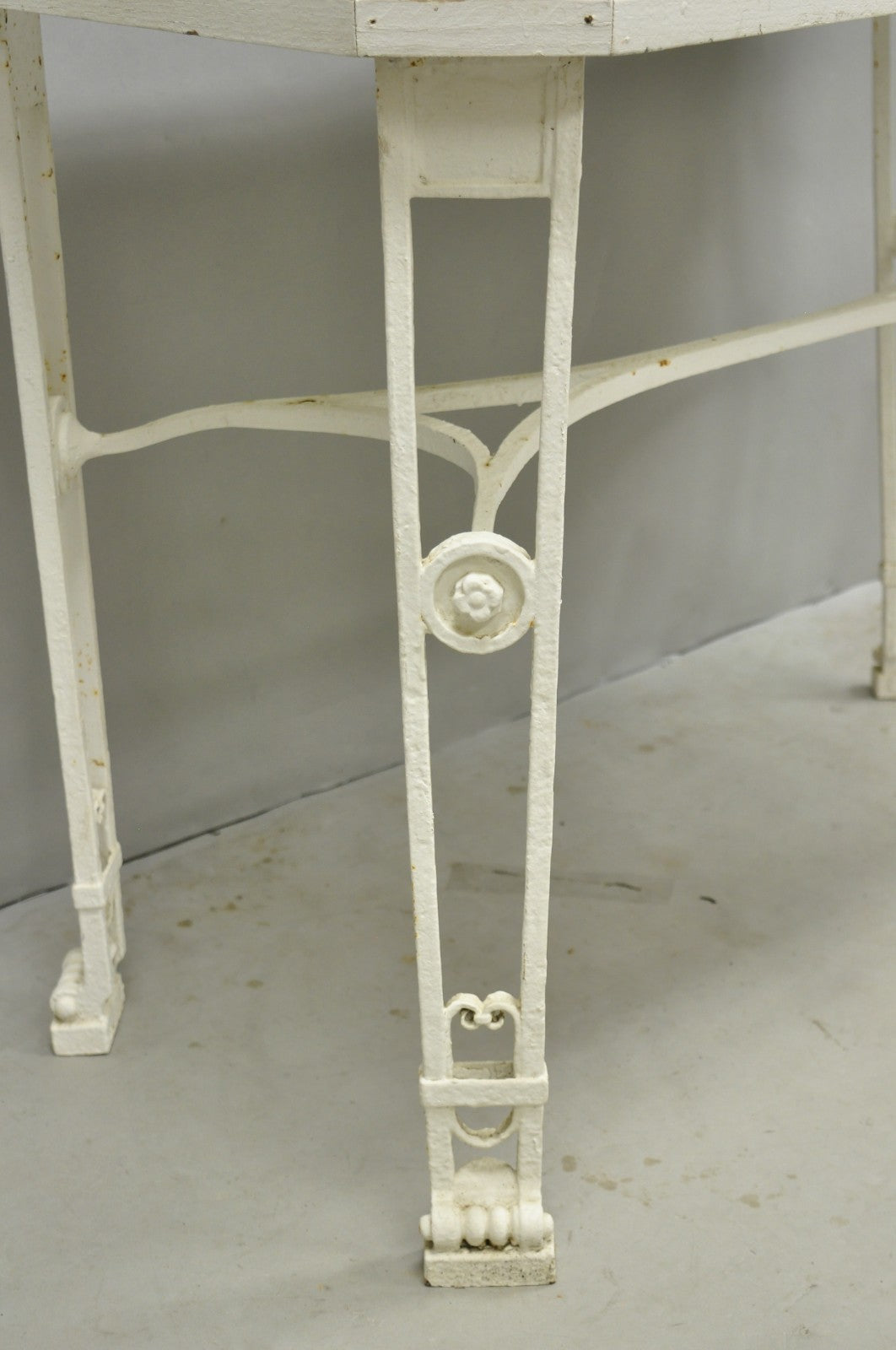 Antique Gothic Renaissance Wrought Iron Stretcher Base Potting Side Table (A)