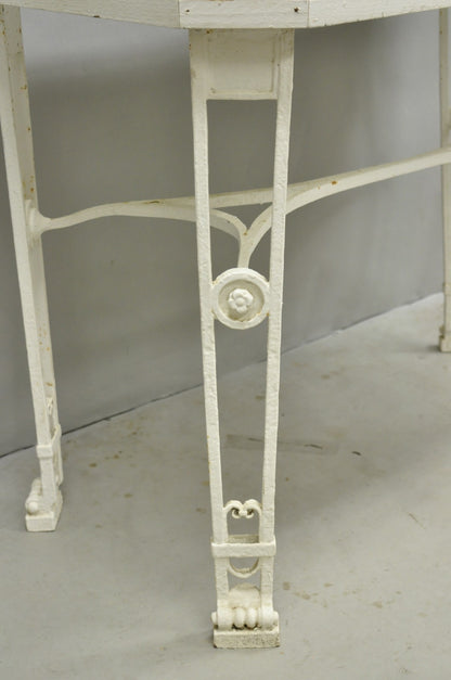 Antique Gothic Renaissance Wrought Iron Stretcher Base Potting Side Table (A)