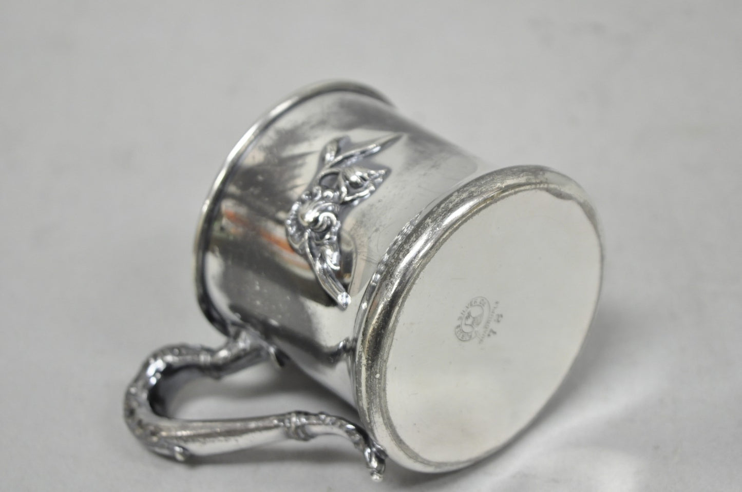 Antique Forbes Silver Co Art Nouveau Floral Monogramed Silver Plated Shaving Mug