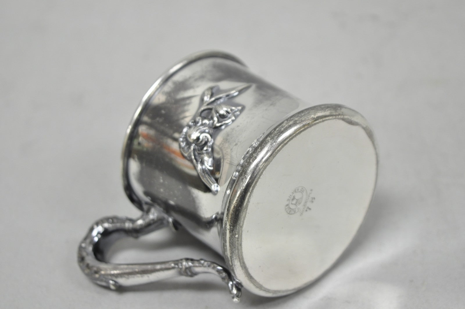 Antique Forbes Silver Co Art Nouveau Floral Monogramed Silver Plated Shaving Mug