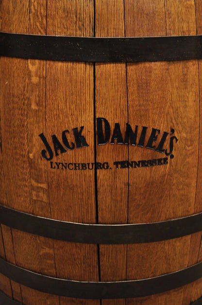 Jack Daniels Whiskey Barrel Engraved Oak Wood with Metal Bands