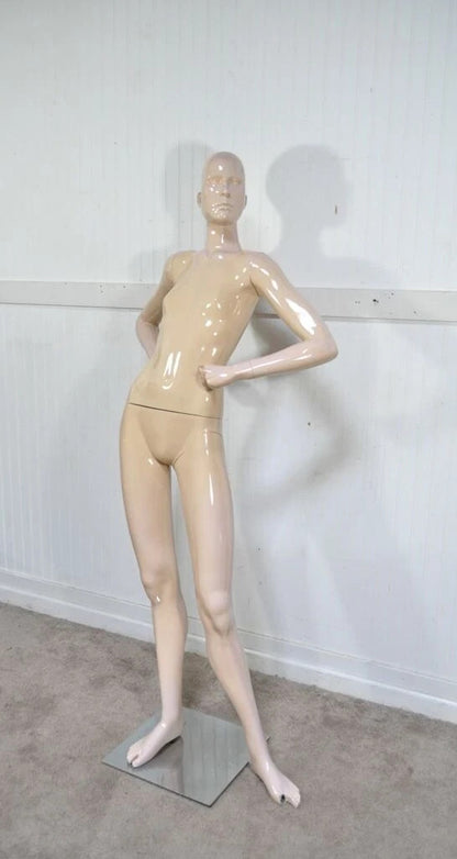 Vintage Female Woman Fiberglass Full Mannequin Dress Form Display on Stand