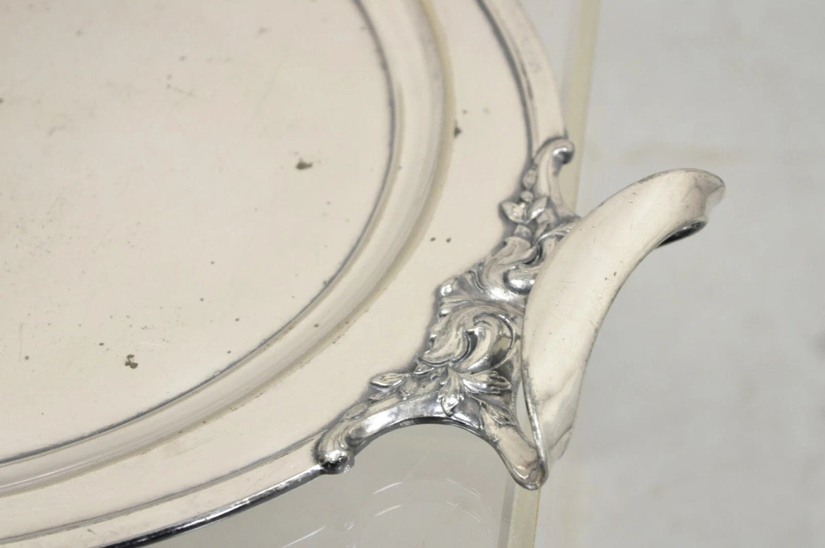 Antique Meriden B Co. Victorian Silver Plated Oval Serving Platter Tray Engraved