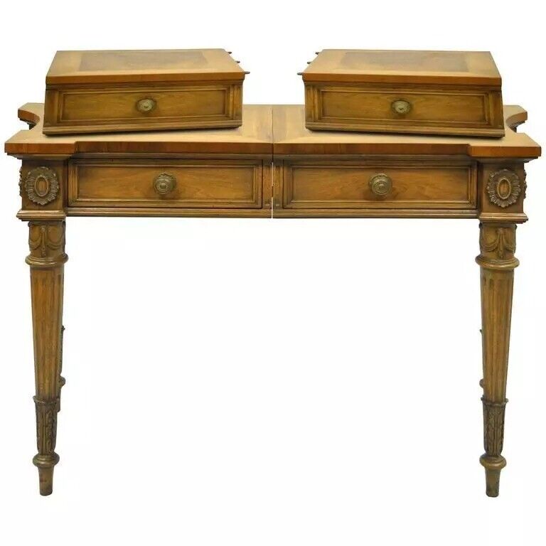Vintage Karges Walnut French Regency Style Extension Server Console Sofa Table
