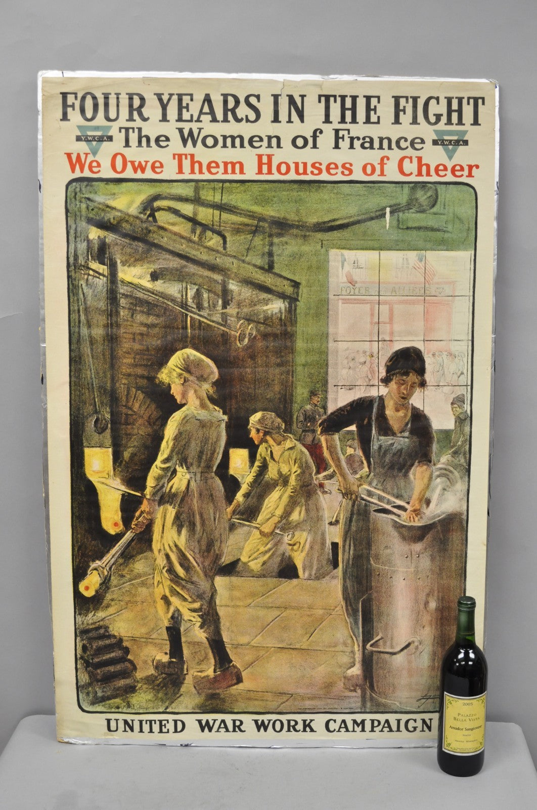 Original Vintage YWCA 1918 WWI Poster 'Four Years in the Fight' by Lucien Jonas