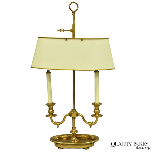 Vintage French Empire Brass Tole Metal Candlestick Bouillotte Desk Table Lamp
