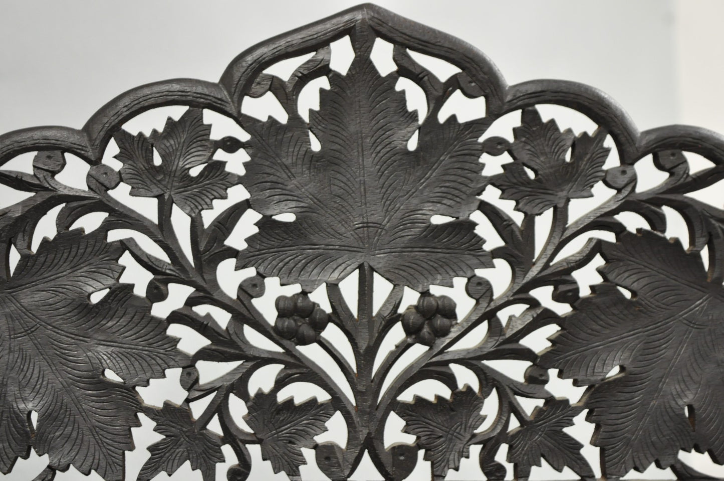 Vintage Anglo Indian Carved Teak Wood 4 Panel Room Divider Folding Screen