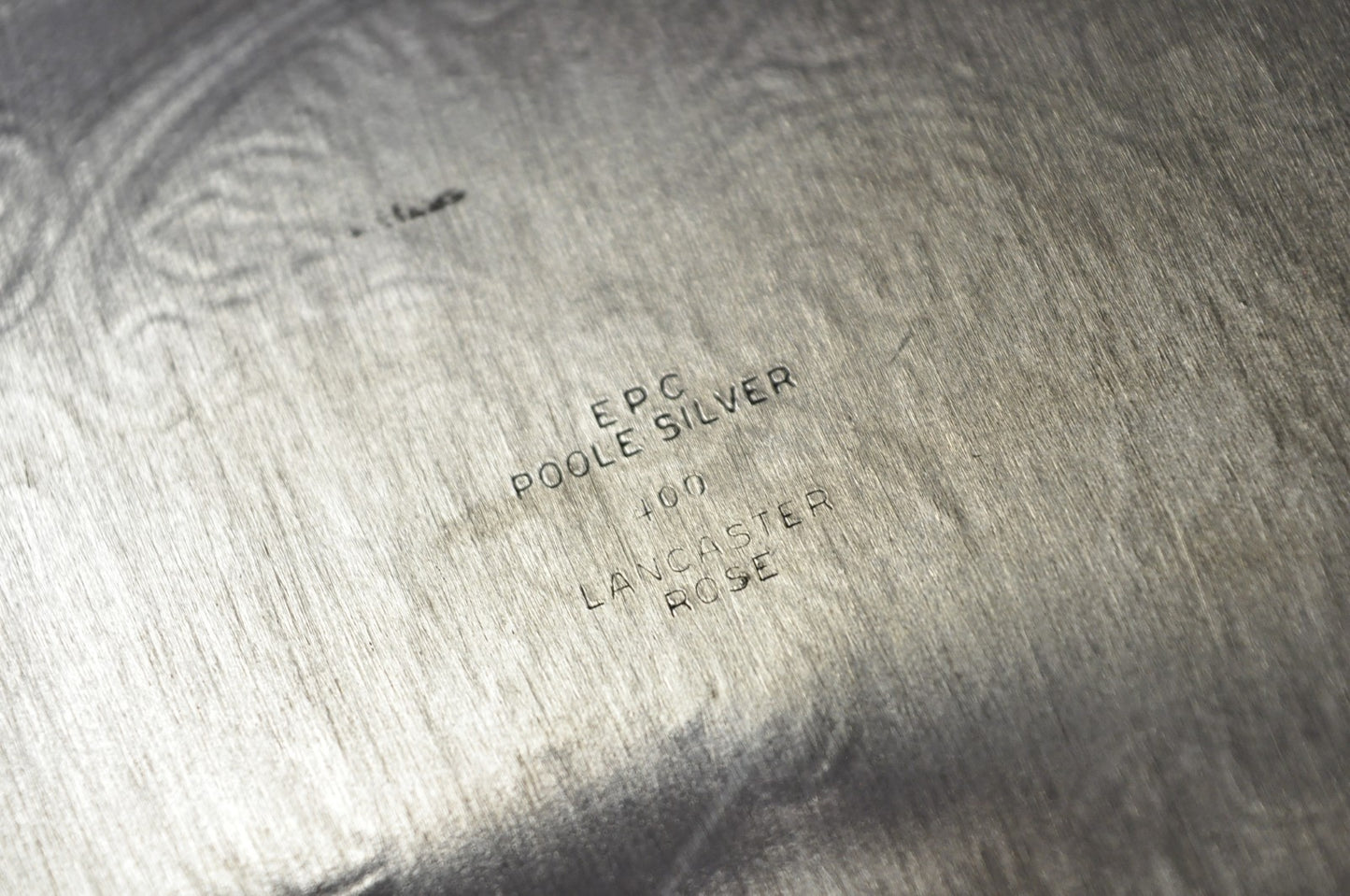 Vintage Poole 400 Lancaster Rose Silver Plated Bar Serving Platter Tray on Feet