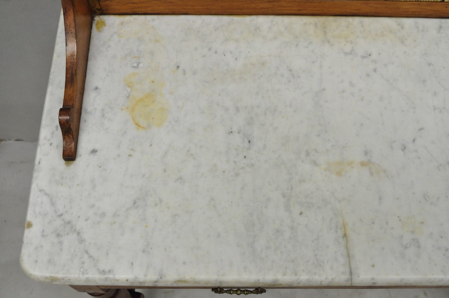 Antique Victorian Walnut Marble Top Washstand Good Luck Swastika Tile Backsplash
