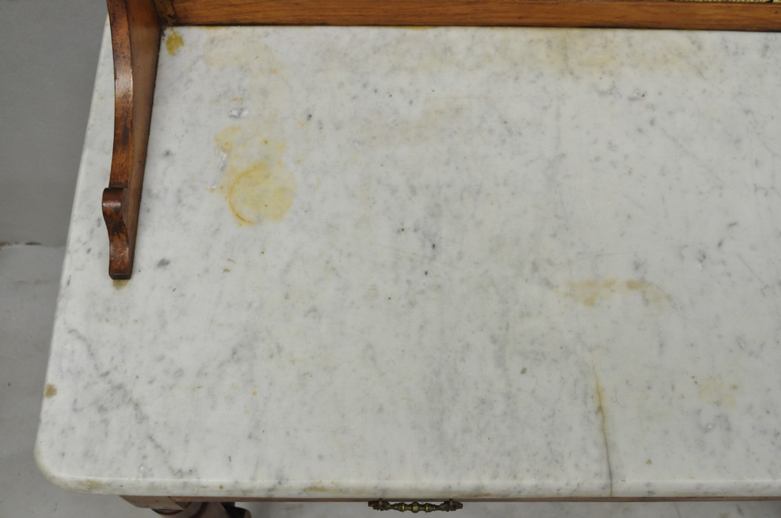 Antique Victorian Walnut Marble Top Washstand Good Luck Swastika Tile Backsplash