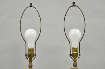 Vintage Italian Hollywood Regency Carved Wood "Burning Flame" Table Lamps - Pair