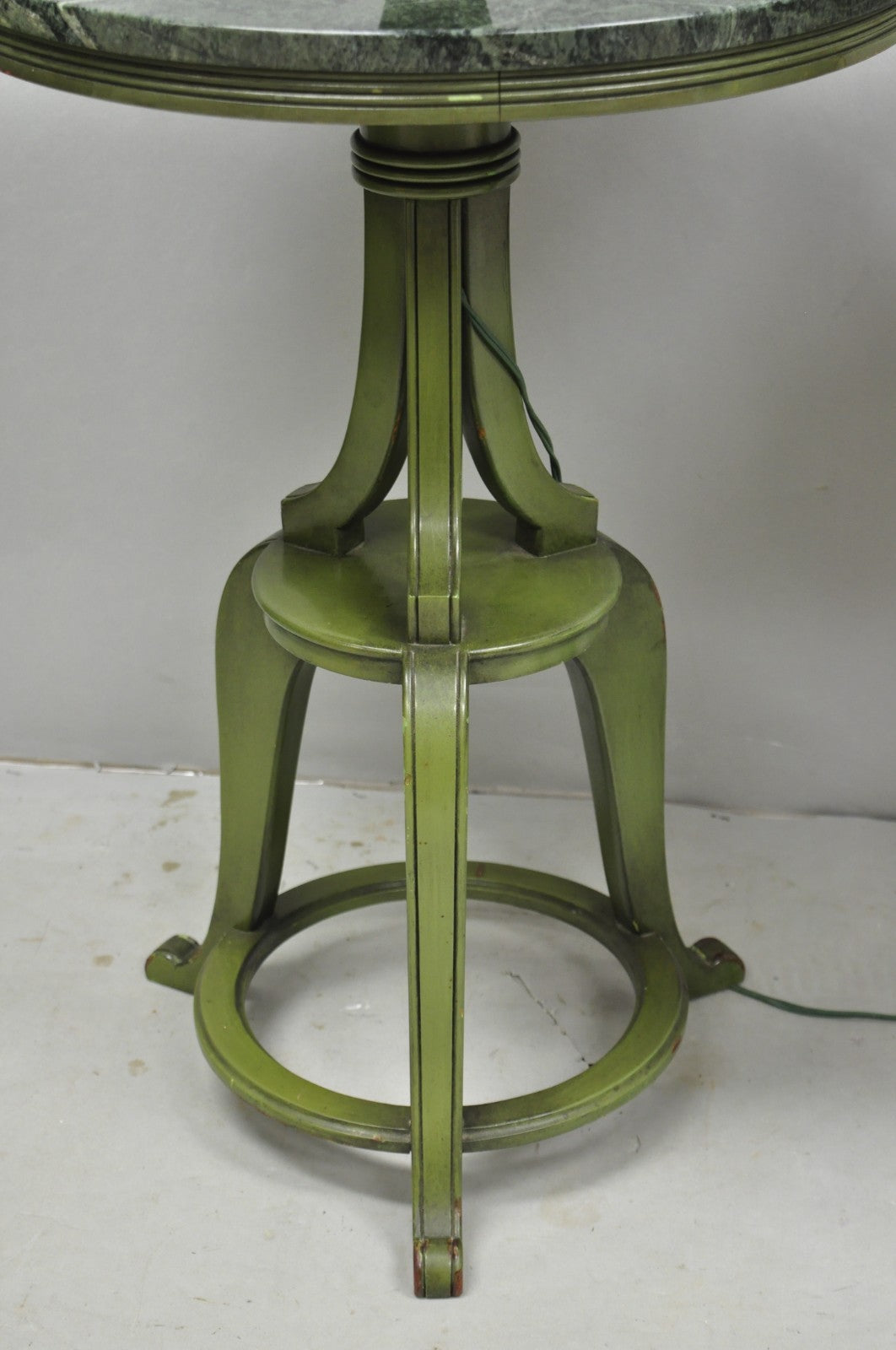 Hollywood Regency Tommi Parzinger Style Green Marble End Table Floor Lamp - Pair