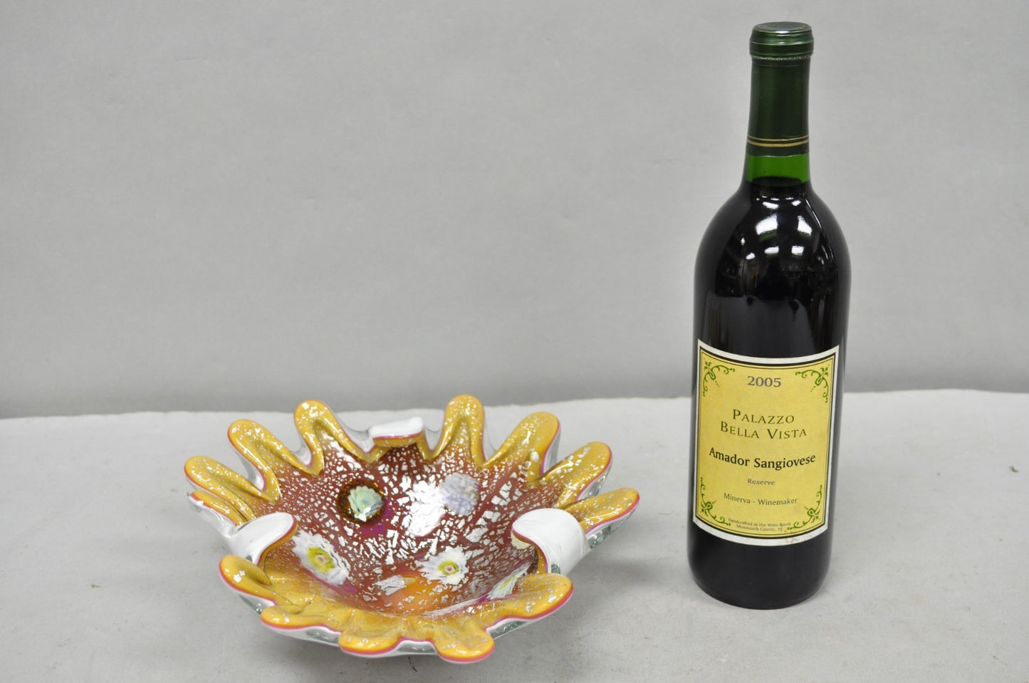 Vintage Murano Italian Art Glass Millefiori Clam Shell Candy Dish Bowl (A)