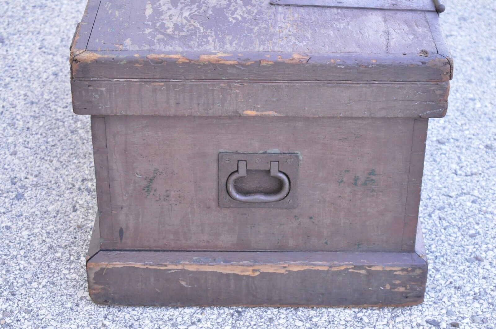 Antique Brown Painted Military Campaign Style Blanket Chest Trunk