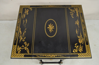 Drexel Et Cetera Asian Chinoiserie Black Lacquer Small Gateleg Side Table