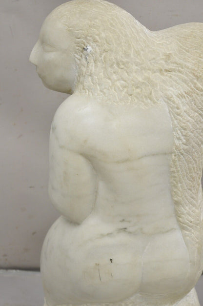 Lorrie Goulet Large Female Nude Carved Marble Abstract Sculpture on Marble Base