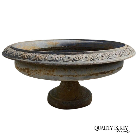 Vintage French Style Cast Iron Low and Wide 34" Round Outdoor Garden Planter