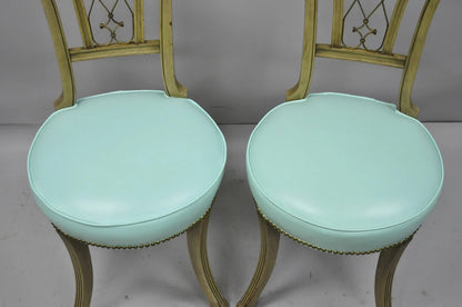 Vintage French Regency Style Mahogany Side Chairs w/ Brass Handles - a Pair