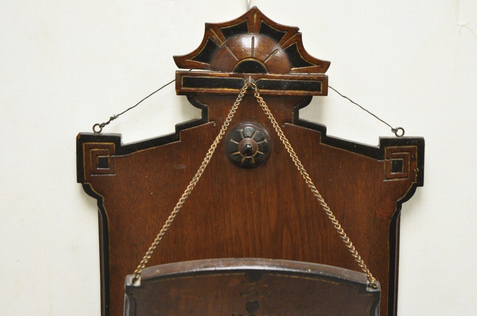 Antique Victorian Carved Walnut Wall Hanging Letter Mail Document Holder