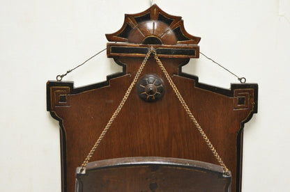 Antique Victorian Carved Walnut Wall Hanging Letter Mail Document Holder