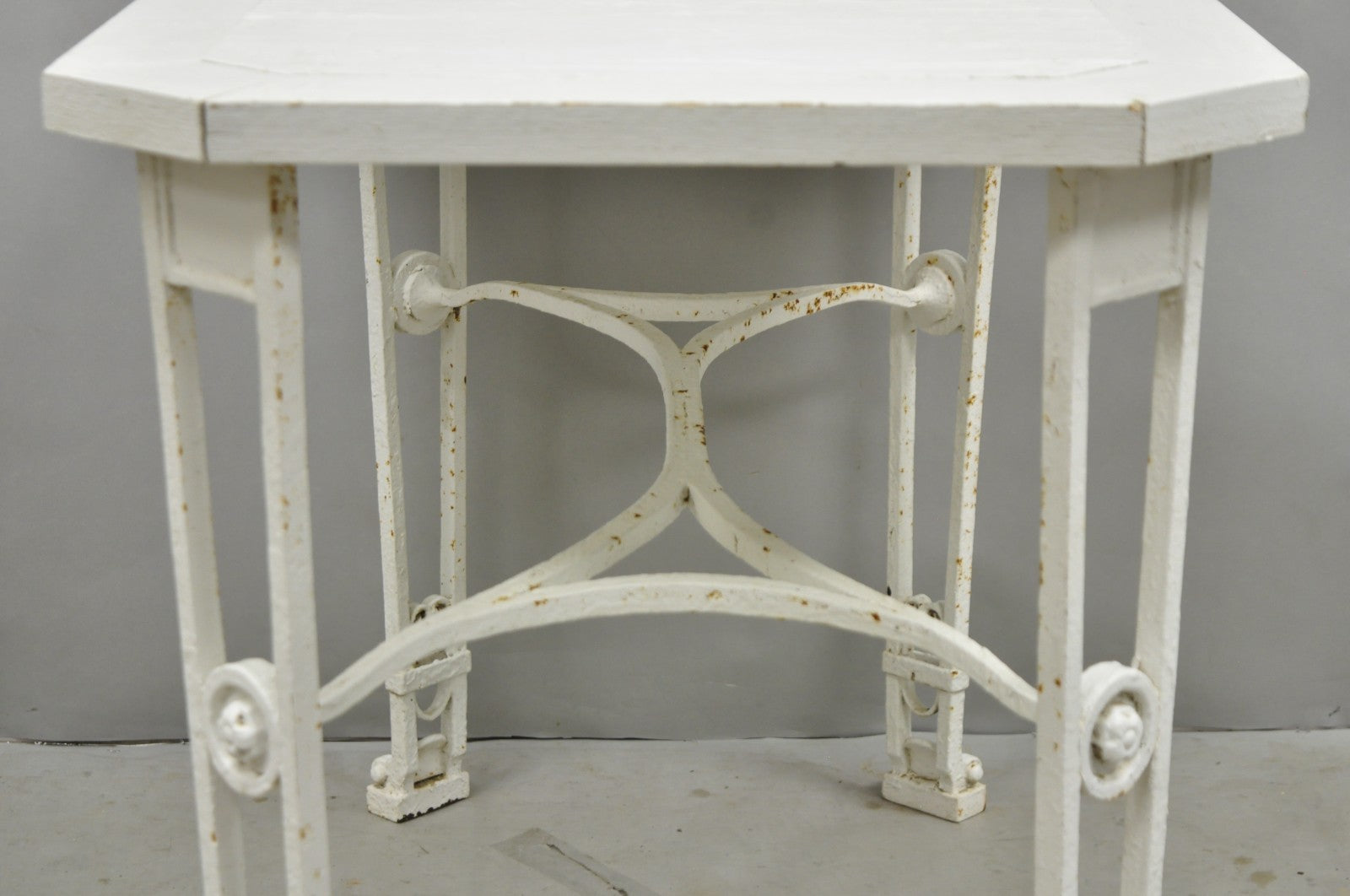 Antique Gothic Renaissance Wrought Iron Stretcher Base Potting Side Table (B)