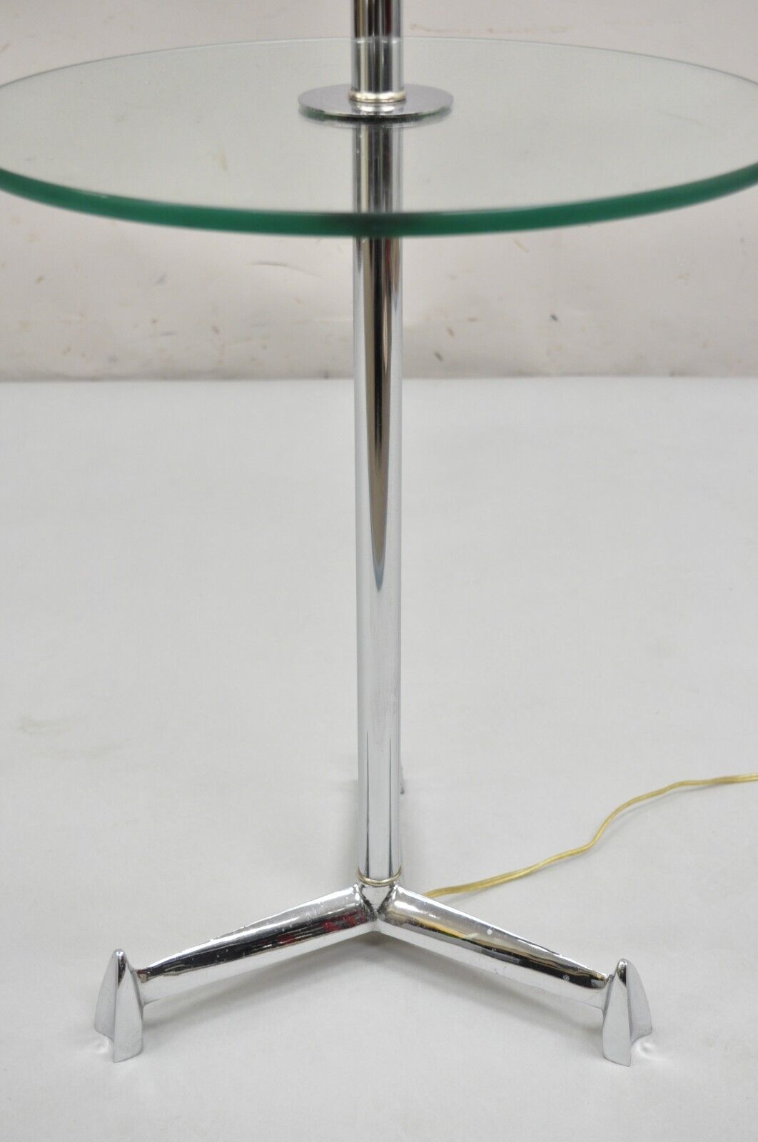 Vintage Mid Century Modern Chrome Space Age Tripod Base Side Table Floor Lamp