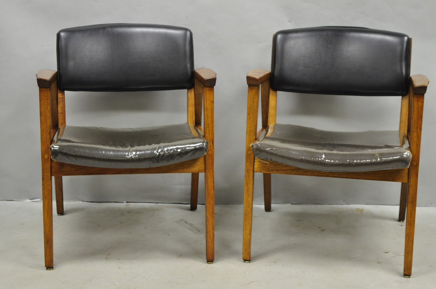 Vintage Boling Chair Co Mid Century Modern Walnut Lounge Arm Chairs (B) - Pair