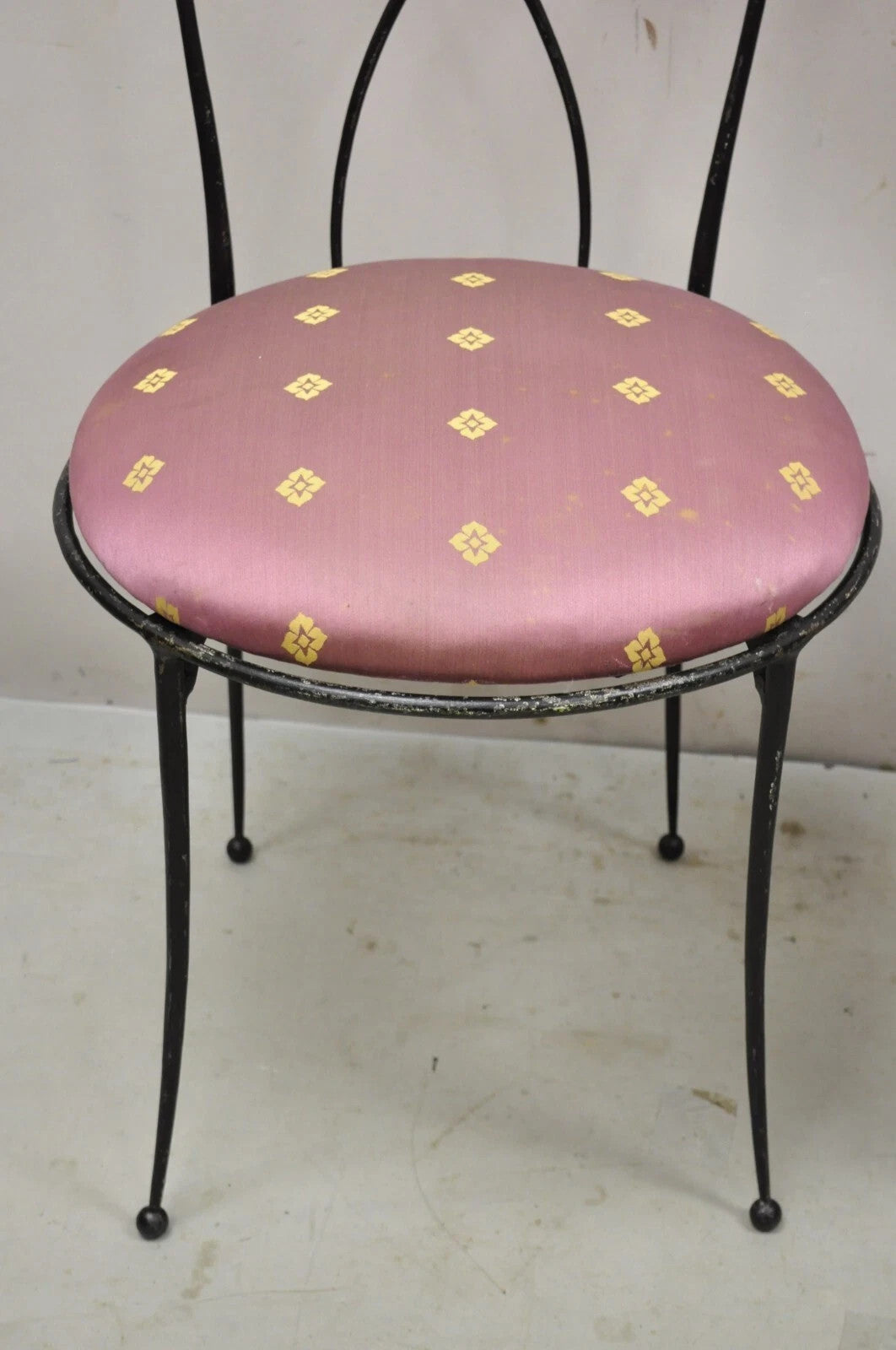 Salterini Style Mid Century Modern Scrolling Wrought Iron Side Chairs - a Pair