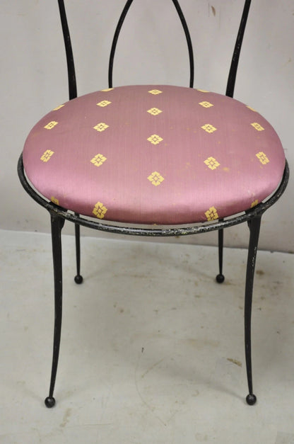 Salterini Style Mid Century Modern Scrolling Wrought Iron Side Chairs - a Pair