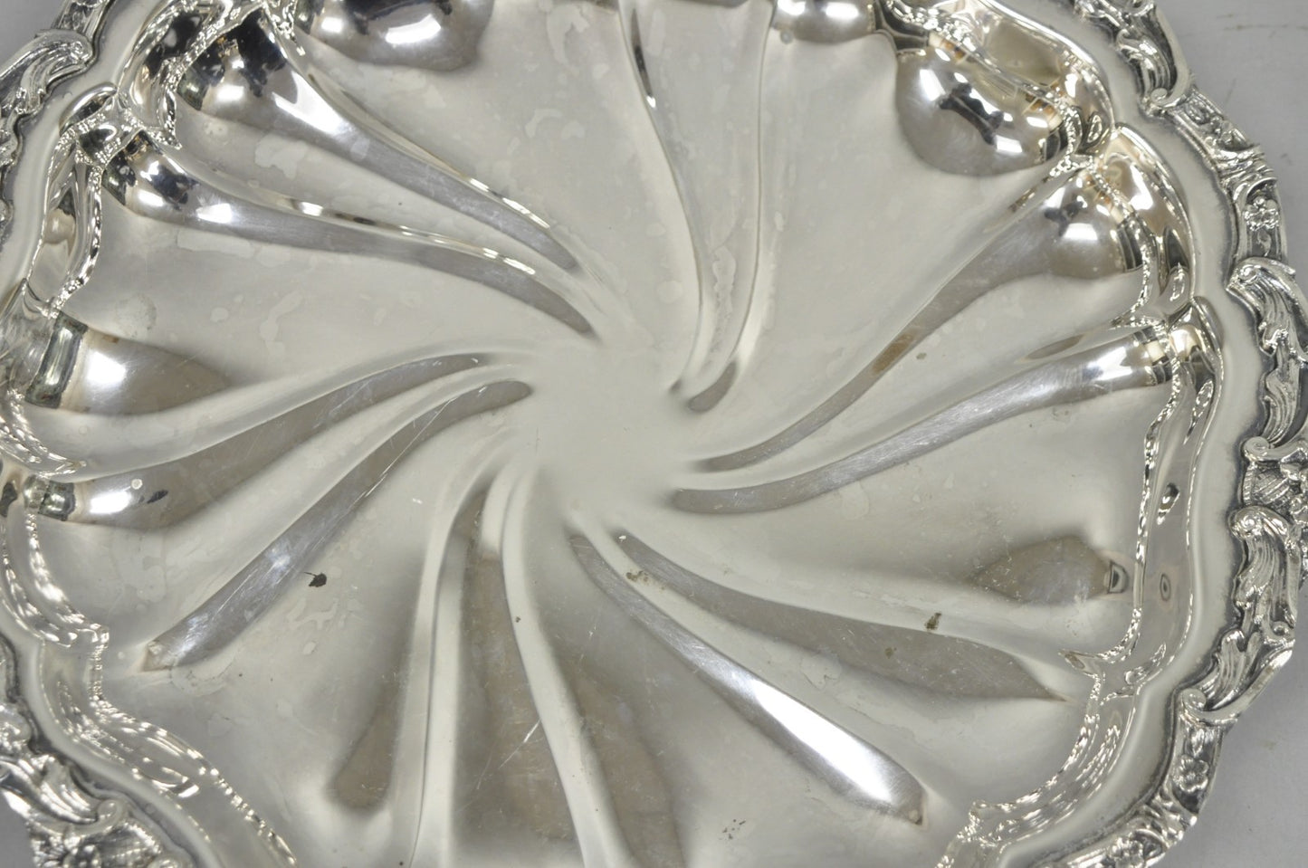 Vintage Victorian Silver Plated "Rose Basket" Round Shallow Serving Platter