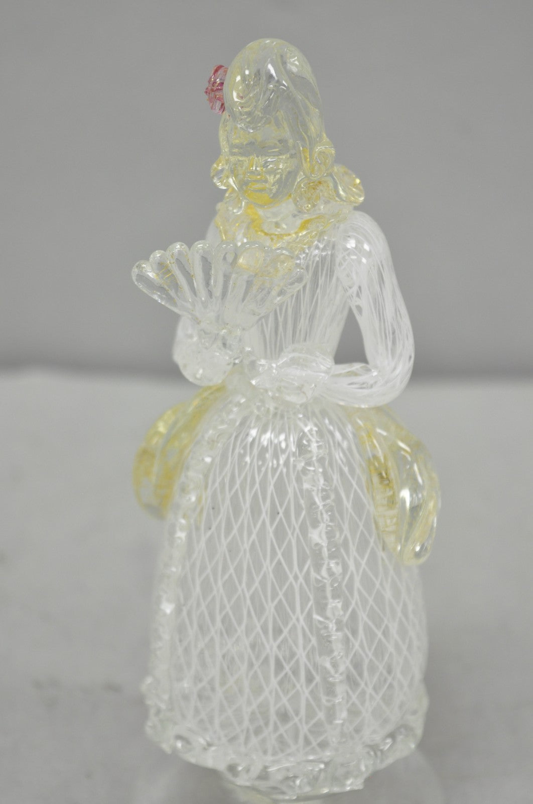 Vintage Italian Murano Latticino & Gold Leaf Art Glass Male & Female Figure Pair