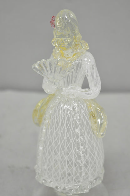 Vintage Italian Murano Latticino & Gold Leaf Art Glass Male & Female Figure Pair
