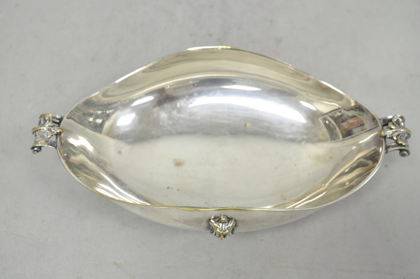 Vintage Regency Style Italian ARG 1000 Silver Plated Compote Fruit Bowl w/ Faces